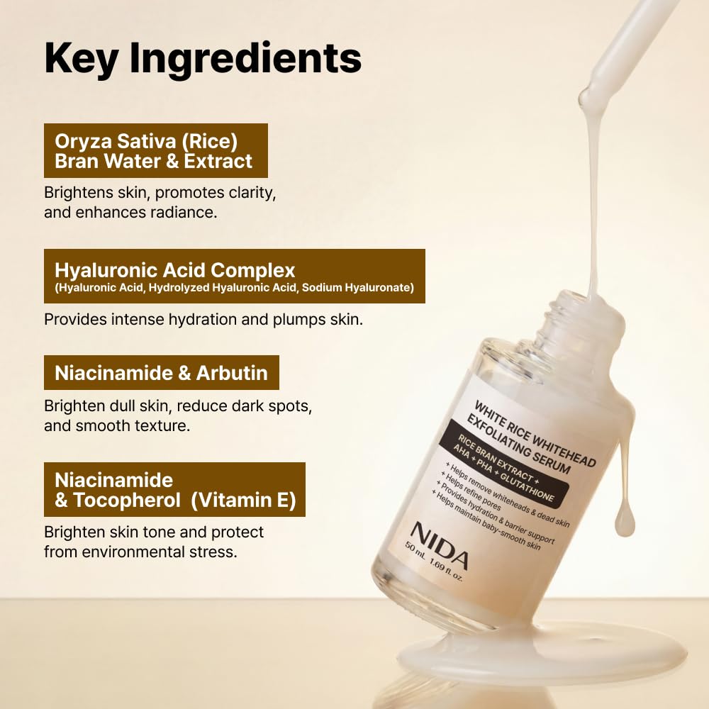 NIDA White Rice Whitehead Exfoliating Serum (50ml)