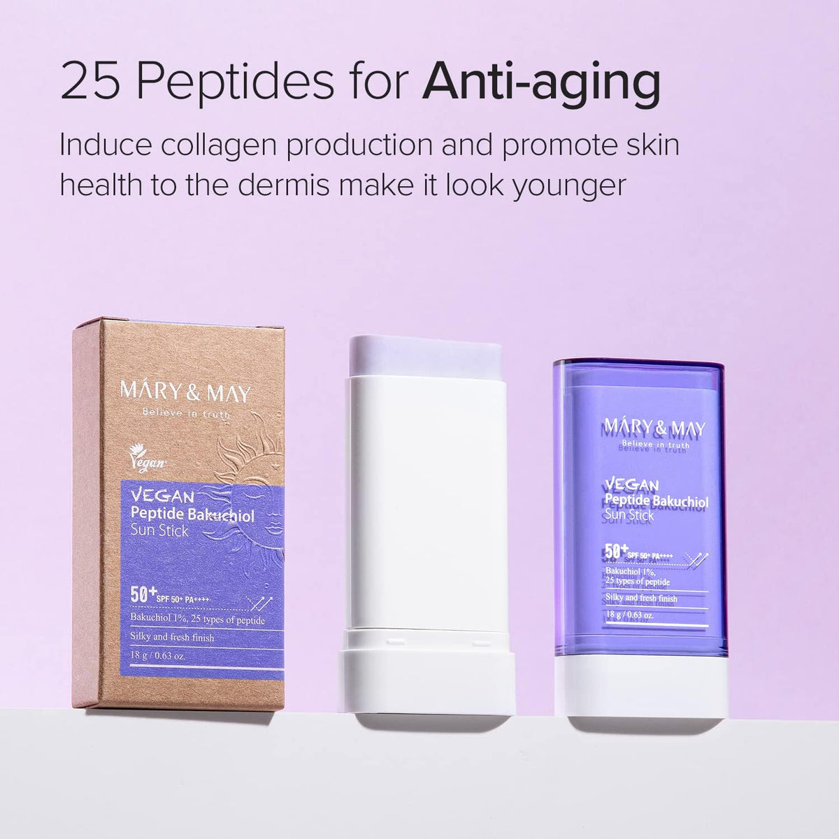 Mary&May Vegan Peptide Bakuchiol Sun Stick SPF50+ PA++++ (18g)