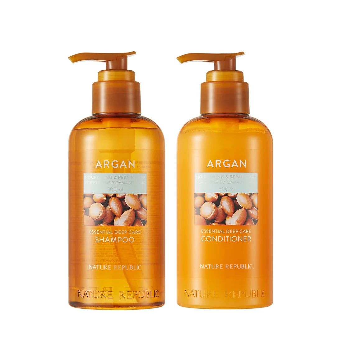 Nature Republic Argan Essential Shampoo & Conditioner Set (300ml+300ml)