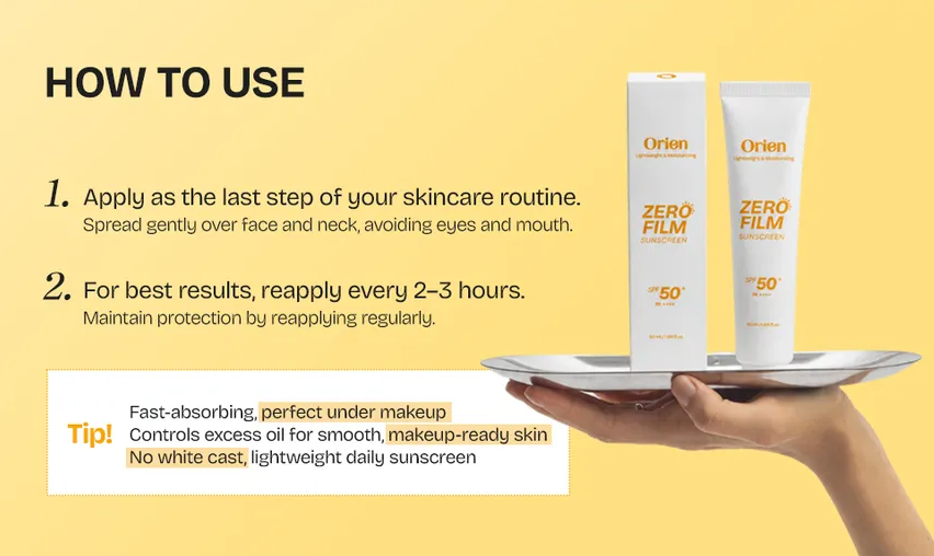 Orien Zero Film Oil Control Sunscreen (50ml)