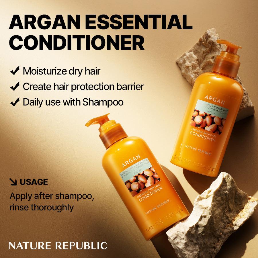 Nature Republic Argan Essential Shampoo & Conditioner Set (300ml+300ml)