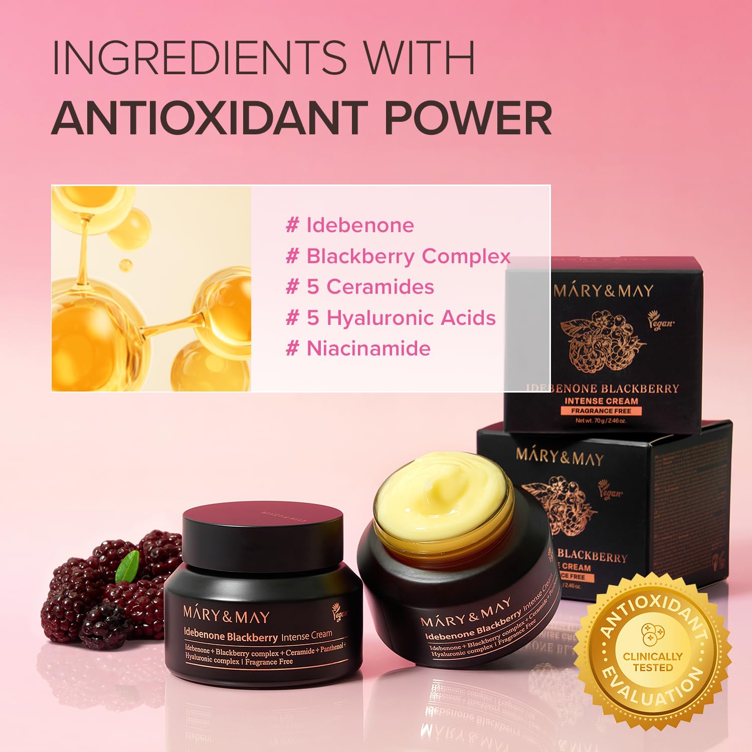 Mary&May Idebenone + Blackberry complex intensive total care cream (70g)