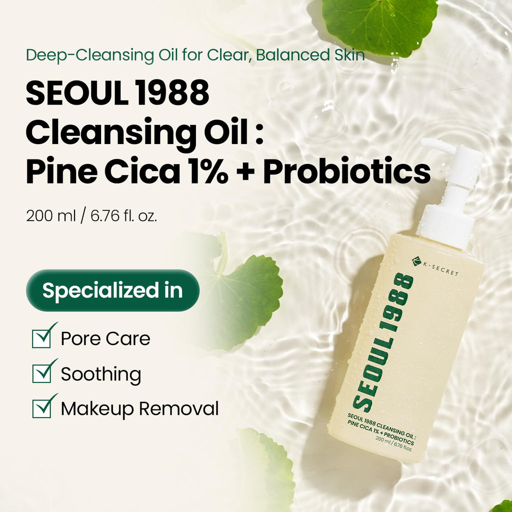 K-Secret  SEOUL 1988 Pine Cica 1% + Probiotics Cleansing Oil (200ml)