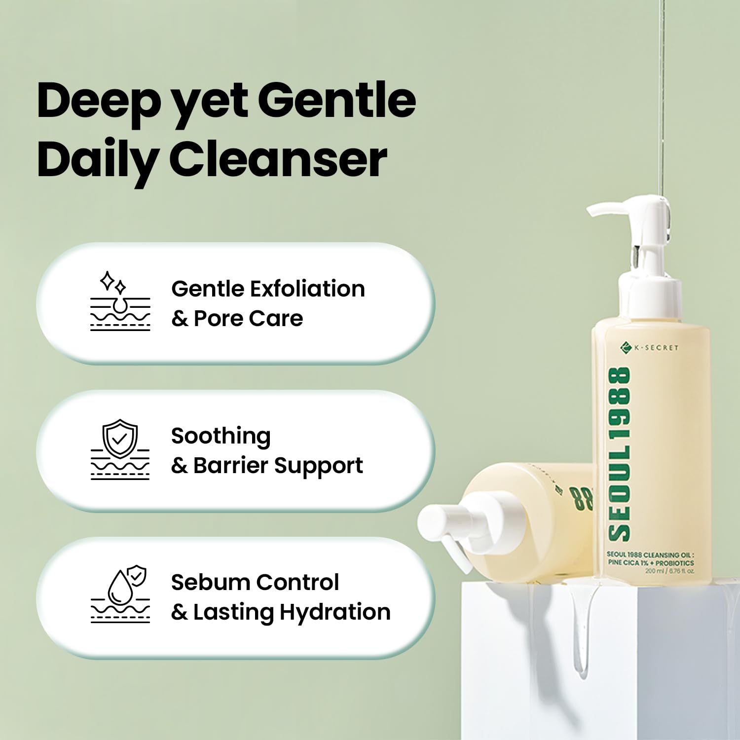 K-Secret  SEOUL 1988 Pine Cica 1% + Probiotics Cleansing Oil (200ml)
