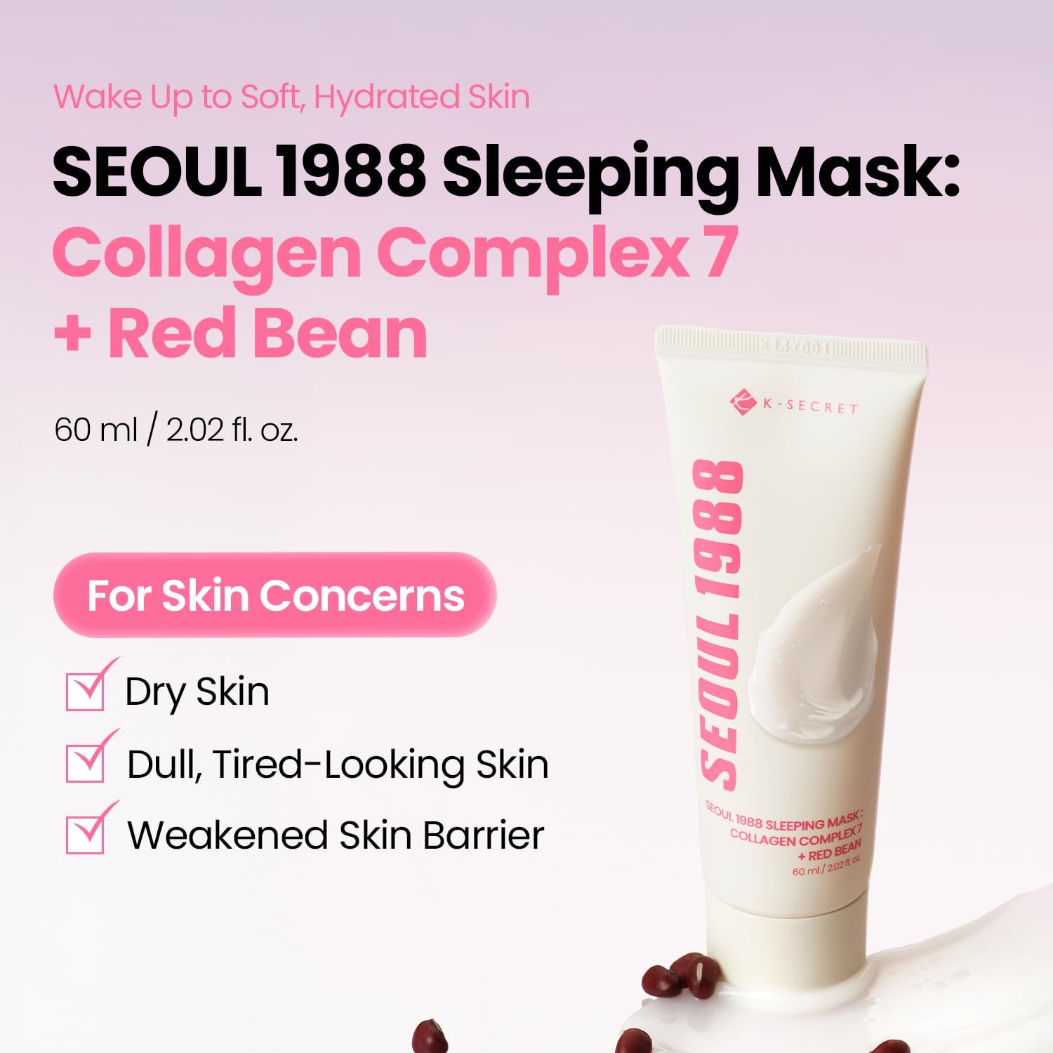 K-Secret SEOUL 1988 Collagen Complex 7 + Red Bean Sleeping Mask (60ml)