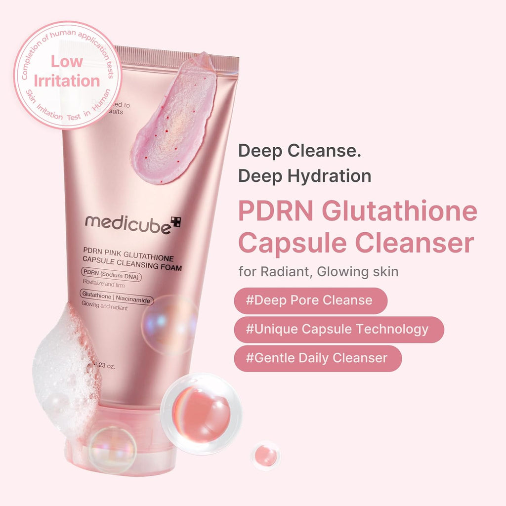 PDRN pink glutathione capsule cleansing foam (120g)
