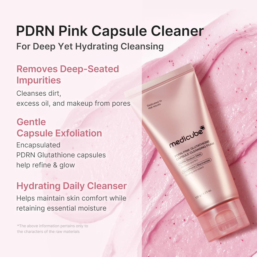 PDRN pink glutathione capsule cleansing foam (120g)